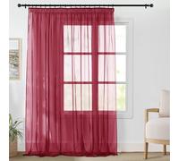 PONY DANCE Cortina Roja Grande Transparente para Salon 1 Pieza | 300x245cm(AnxAl), Visillos Dormitorio, Ligeras y Transpirables, Filtrado de Luz, Decoracion, Puerta Divisora, 3-EN-1 Colgado