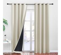 PONY DANCE Cortinas 100% Opacas 2 Piezas,Termicas Aislantes Frio y Calor | 140x245cm(AnxAl),Beige Claro,Cortinas Blackout 2 Piezas para Dormitorio,Negro Forro,Proteccion UV y Privacidad,con Ojales