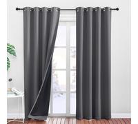 PONY DANCE Cortinas 100% Opacas 2 Piezas,Termicas Aislantes Frio y Calor | 140x245cm(AnxAl),Gris,Cortinas Blackout para Dormitorio,Doble Capa de Negro Forro,Proteccion UV y Privacidad,con Ojales