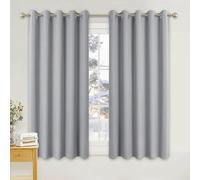 PONY DANCE Cortinas Dormitorio Cortas, Opacas y Termicas Aislantes Frio | 167x137cm(AnxAl),Gris Claro,Juego de 2, Curtains Blackout para Comedor,Bloquea UV,Puerta Divisora para Gabinete,con Ojales