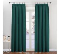 PONY DANCE Cortinas Dormitorio Opacas, Termicas Aislantes Frio y Calor | 140x200cm(AnxAl),Verde Oscuro,Curtains Blackout para Salon, Bloquea Luz, Protecccion UV,con Fruncidas,2 Piezas,OEKO-TEX