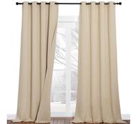 PONY DANCE Cortinas Insonorizantes de Salon 2 Piezas 132x240 CM Cortinas de Tres Capa Opacas Termicas Aislantes Frio y Calor con Ojales 100% Blackout, Beige Oscuro