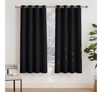 PONY DANCE Cortinas Negras Opacas Cortas,Termicas Aislantes Frio y Calor | 140x175cm(AnxAl),2 Paneles, Cortinas Blackout, Proteccion Intimidad,Bloquea UV,Puerta Divisora,con Ojales,OEKO-TEX