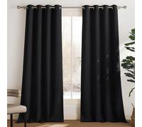 PONY DANCE Cortinas Negras Opacas,Termicas Aislantes Frio y Calor | 140x245cm(AnxAl),Cortinas Blackout 2 Piezas para Salon/Dormitorio,Proteccion Intimidad,Bloquea UV,OEKO-TEX,con Ojales
