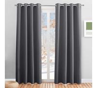 PONY DANCE Cortinas Opacas Grises, Termicas Aislantes Frio y Calor | 132x210cm(AnxAl),2 Paneles,Cortinas Blackout para Salon/Dormitorio,Proteccion UV y Privacidad,Puerta Divisora,con Ojales