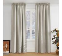 PONY DANCE Cortinas Opacas Termicas Aislantes Frio y Calor,2 Piezas | 140x280cm(AnxAl),Color Natural,Curtains Blackout para Salon/Dormitorio,Proteccion UV,con Fruncidas o Ganchos para Riel