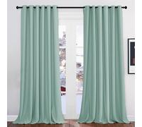 PONY DANCE Cortinas Opacas,Termicas Aislantes Frio y Calor 2 Piezas | 200x245cm(AnxAl),Verde Claro,Cortinas Blackout para Salon/Dormitorio,Proteccion Intimidad,Bloquea UV,OEKO-TEX,con Ojales