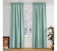PONY DANCE Cortinas Opacas,Termicas Aislantes Frio y Calor, Juego de 2 | 228x228cm(AnxAl),Verde Claro,Curtains Blackout para Salon/Dormitorio,Proteccion UV,con Fruncidas o Ganchos para Riel,Divisor
