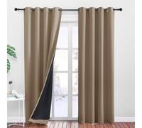 PONY DANCE Cortinas Salon 100% Opacas,Termicas Aislantes Frio y Calor | 140x240cm(AnxAl),Moca,Cortinas Blackout para Dormitorio 2 Piezas, Negro Forro,Proteccion UV y Privacidad,con Ojales