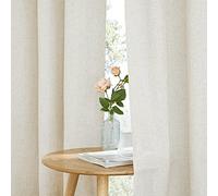 PONY DANCE Cortinas Salon de Lino 2 Piezas, 140x200cm(AnxAl) | Crema,Visillos Semi-Translucidas para Dormitorio/Separador,Filtrado de Luz y Transpirable,Proteccion Intimidad,con Ojales