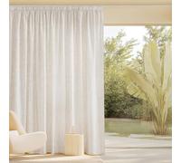PONY DANCE Cortinas Salon Grande de Lino Semi-Translucidas,1 Panel | 300x260cm(AnxAl),Beige Claro,Visillos Dormitorio,Filtrado de Luz,Proteccion Intimidad,Separador Divisora,con Fruncidas