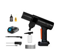 POOIQX Limpiador De Alta Presión Sin Escobillas, Pistola Agua Pulverizada, Máquina Limpieza A Lavado Coche Portátil For Batería 18V,Resistente a la corrosión(One small battery)