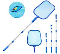 Pool Skimmer Net with Telescopic Pole, 105cm Heavy Duty Leaf Rake Pool Cleaning Accessories Fine Mesh