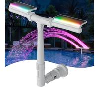 POOLHACKER Fuente solar de piscina con luces LED de 10 colores, diseño recientemente refinado y simplificado, sensor crepuscular automático y temporizador, control remoto, aspersión ajustable de doble