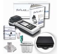 PoolLab 2.0 con 70 pastillas de prueba y funda - Edición especial para MediMuc - 24 parámetros - App - Software - Medición hasta 3 parámetros en una prueba + maletín de almacenamiento vacío