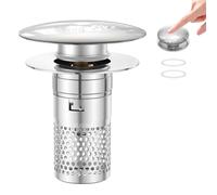 Pop Up Filtro Fregadero Acero Inoxidable, Tapon Fregadero Baño Pop Up, Tapón Desague Lavabo con Filtro para Cocina, Baño, Fregadero, 8.5 * 6.3 * 3 CM