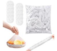 POPAPIE 300 unidades de film transparente con goma elástica, cubiertas para alimentos, bolsas transparentes y elásticas, cubiertas de alimentos de material PE, desechables, para cocina y viajes (color