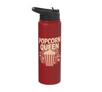 Popcorn Queen Funny Cine Noche Cine Comida Stainless Steel Insulated Water Bottle