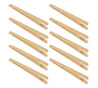 POPETPOP 10 Piezas Pinzas de Bambú Multifuncionales Reutilizables para Cocina y Buffet en Casa, Fabricadas en Bambú Marrón, Ideales para Servir Alimentos y Preparar Ensaladas