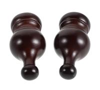 POPETPOP 2 Piezas Remate de Madera 23 MM en Forma para Barra de Cortina | Color Café, Diseño Encajable sin Herramientas, Acabado Pulido, para Anillos y Mástiles