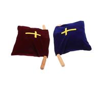 POPETPOP 2piezas Bolsas de Ofrenda para Iglesia de Terciopelo con Asa de Madera Diseño de Cruz Artículos Religiosos para Colectas Ceremonias