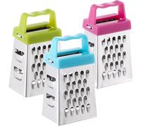 POPETPOP 3 Piezas Mini Rallador de Queso, Rallador de Alimentos, 4 Caras, Acero Inoxidable y Plástico, Fácil de Usar y Guardar, para Queso y Fruta, Cocina y Hogar