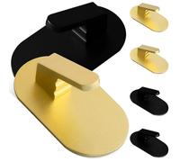 POPETPOP 6 Piezas Ganchos Adhesivos para Pared de Aluminio, Negro Dorado | Fijación Fuerte, Aptos para Azulejos, Estilo Contemporáneo, para Toallas y Sombreros en Hogar