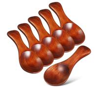 POPETPOP 6 Piezas Mini Cucharas para Servir, Pequeña Cuchara de Madera, Madera, Marrón, Diseño Ergonómico y Reutilizable, para Cocina y Cocina Casera, para Tarros de Especias y Té