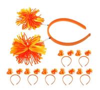 POPETPOP 8 Piezas Diadema Festiva de Lana Naranja Pompones Suaves, Ajuste Cómodo y Diseño Colorido para Conciertos y Cosplay, Set Divertido para Mujeres y Niñas
