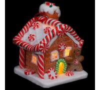 POPETPOP Adorno Navideño de Casa de Jengibre Luz Led, Casita de Jengibre de Arcilla Roja, Colgante, Decoración Navideña para Ventana y Obsequio