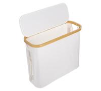 POPETPOP Almacenaje de Papel Higiénico Beige en Cesta Plegable de Tela Oxford con Tapa, Funcional y Compacta para Baño y Dormitorio