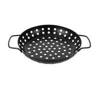 POPETPOP Bandeja para Barbacoa y Asas Dobles, Sartén Antiadherente de 9 Pulgadas con Diseño de Orificios Grandes de Acero al Carbono para Asar al Aire Libre Casa