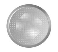 POPETPOP Bandeja Perforada para Pizza de Aleación de Aluminio, Plata | Moldado Pieza, Superficie Lisa y Brillante, para Cocción Rápida en Cocinas y Cafeterías