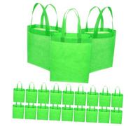 POPETPOP Bolsas de Mano No Tejidas 25x30x10 Cm Bolsa de Tela Verde Reutilizable Resistente Asas Cómodas para Compras Fiestas y Regalos Pack de 30 Unidades
