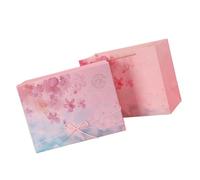 POPETPOP Caja de Obsequio Rosa Sakura para San Valentín 25X18X8 CM Set Caja y Bolsa de Papel Ecológico Adecuado para Cumpleaños Bodas y Festivales Estuche para Dulces y Regalos