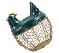 POPETPOP Cesta para Huevos con Tapa en Forma de Pollito, Material Cerámica y Hierro, Diseño Adorable para Mantener la Cocina Ordenada y Ahorrar Espacio en Restauración y Servicios