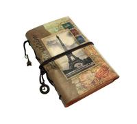 POPETPOP Cuaderno Encuadernado en Espiral de Cuero Pu, Diario Retro | Bolsillo con Cremallera, Papel Artesanal Recargable, Estilo Europeo Vintage, para Dibujo y Viaje