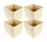 POPETPOP Cubos de Almacenamiento 4 Piezas Tela Plegables Beige | Organizador de Armario Diseño Minimalista, Adecuado para Libros y Cojines, Estilo Moderno