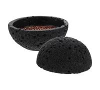 POPETPOP Cuenco para Servir Caviar y Salsa de Sushi de Cemento y Metal Negro Diseño Creativo de Meteorito para Exhibición Culinaria y Centro de Mesa en Fiestas