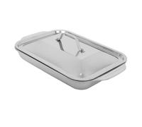 POPETPOP Diseño Profundo Antidesbordamiento de Acero Inoxidable Bandeja Rectangular para Asar Pescado y Mango Cómodo para Asados y Barbacoas
