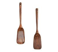 POPETPOP Espátulas de Madera para Cocina 2 Piezas Agujeros para Colgar Diseño Simple y Resistente Antiadherente para Cocinar Hogar