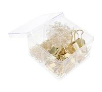 POPETPOP Juego de Clips en Caja de Cuatro Compartimentos y Chinchetas Transparentes de Aleación Dorada Organizador Versátil para Oficina y Estudio