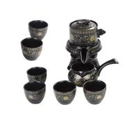 POPETPOP Juego de Té de Kung Fu Retro de Cerámica Negra Diseño Semiautomático para Oficina y del Té Kit Clásico Multifuncional para Hojas Sueltas