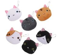 POPETPOP Monedero de Dibujos Animados Diseño de Gato para Niñas, 6 Piezas de Felpa Compactas y Ligeras para Llaves y Monedas Escuela o Compras