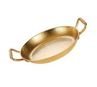 POPETPOP Sartén y Fondo Plano para Paella Doble Asa de Acero Inoxidable Resistente al Calor, Adecuado para Cocina Diaria y Olla Caliente Doméstica