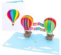 PopLife FELIZ CUMPLEAÑOS Globos aerostáticos 3D Tarjeta de cumpleaños emergente - Tarjeta de cumpleaños, para fiesta de niños - Sorpresa colorida, pequeño regalo - para mamá y papá, Para un amigo