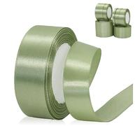 POPOYU Cinta de Satén Verde Salvia 30mm x 23m, Grosor Cinta de Tela para Envolver Regalos, Manualidades, Globos, Ramo de Novia, Rollo Cinta de Raso para Decoración de Recuerdos de Boda