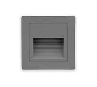 Popp® Baliza LED 3W con Caja empotrable Luz calida 3000K 300LM IP65 220V Aluminio Gris cuadrado Interior Exterior Luz de escalera, lámpara de pared (Gris cuadrado 3000K Pack 1und)