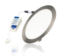 Popp- PACK x2 Placa LED Niquel Empotrado Circular Downlight Pro 18W Luz cálido 3000K IP20 Super Slim 1350Lm Chip Osram CRI80 120º (3000K 18W, 2und)