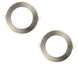 Popp- PACK x2 Placa LED Niquel Empotrado Circular Downlight Pro 18W Luz fria 6000K IP20 Super Slim 1350Lm Chip Osram CRI80 120º (6000K 18W, 2und)